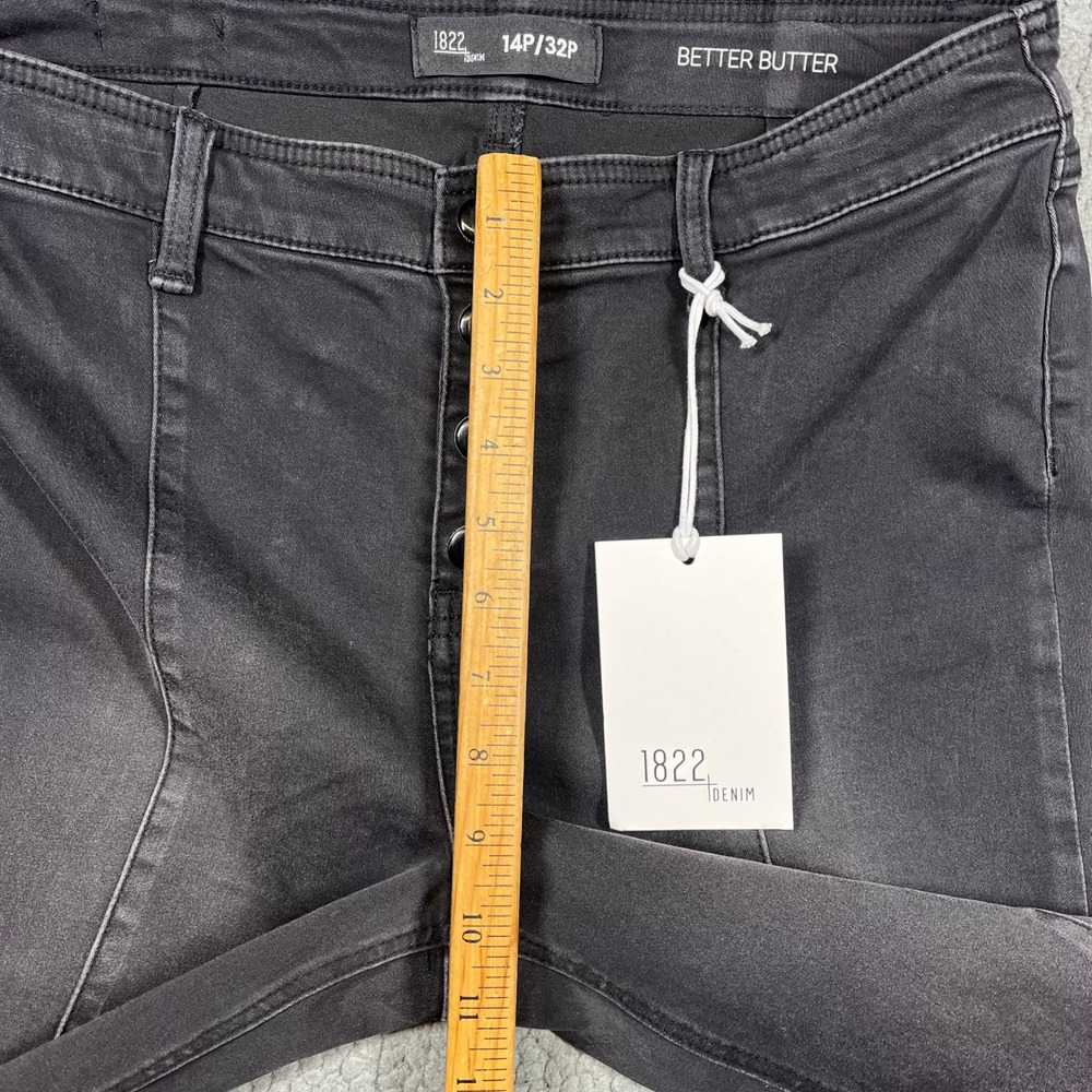 1822 Denim Better Butter High Rise Flare Jeans Black Button Fly 14P/32P NEW - Picture 9 of 12